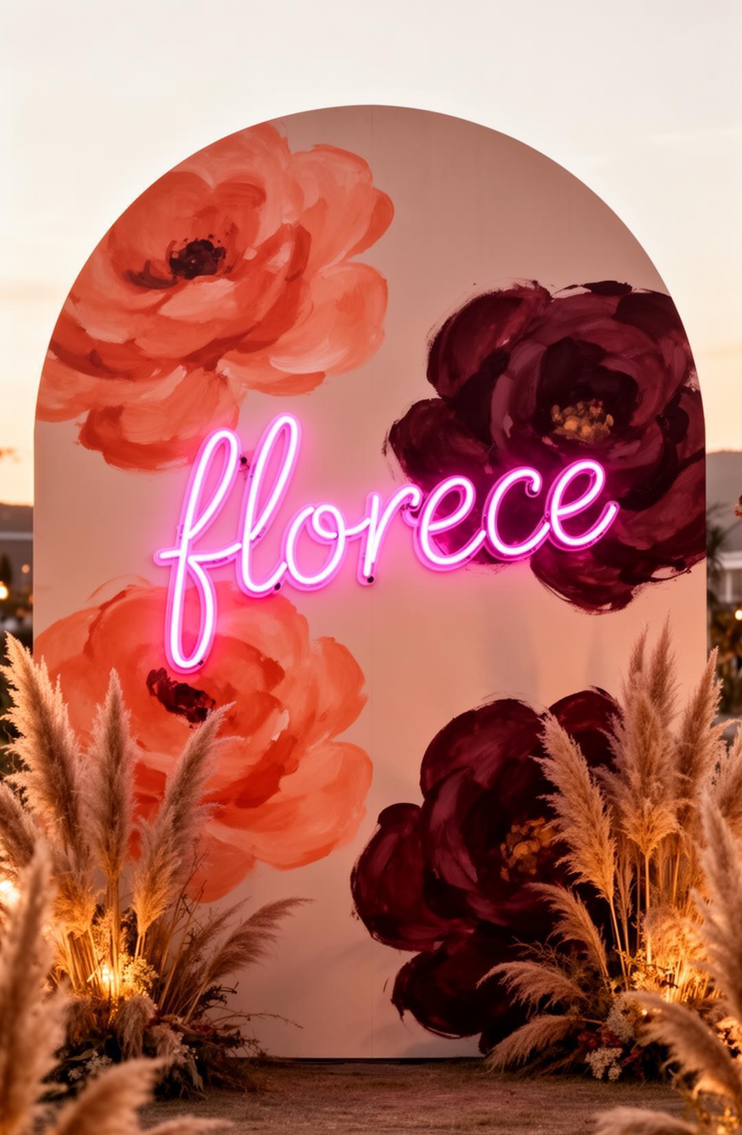 Arco floral & neón · Florece