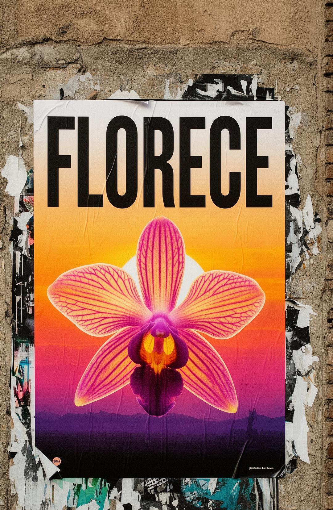 Cartel pegado en la calle · Florece